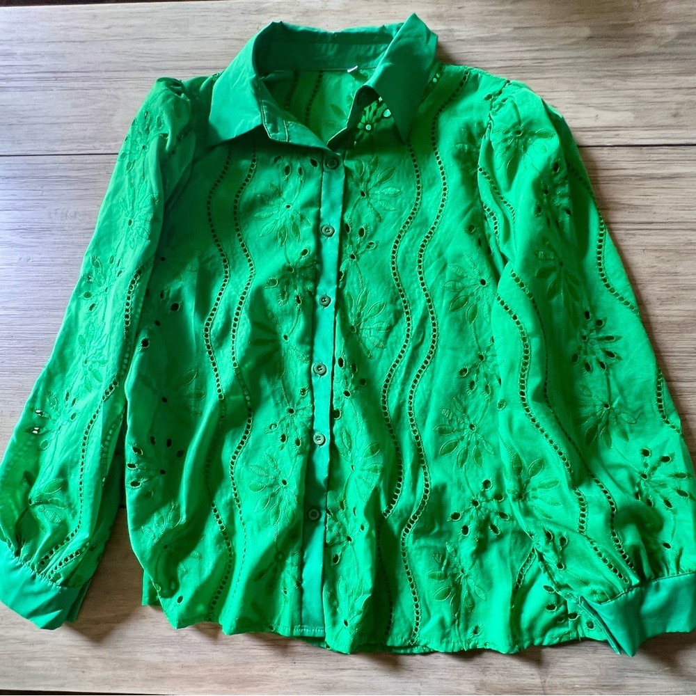 Green Embroidered Women's Blouse